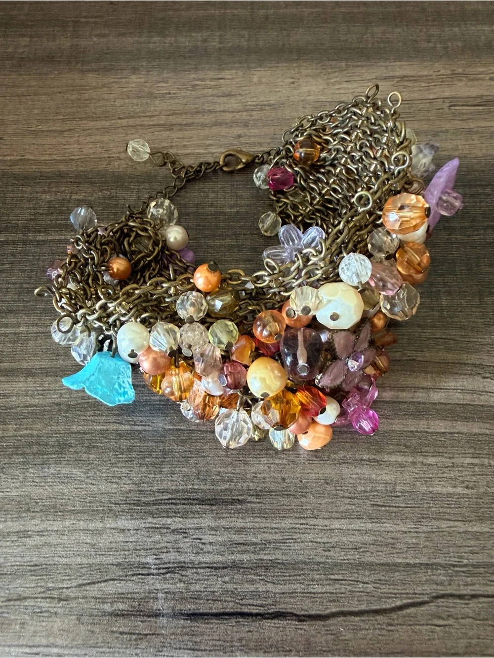 Multicolor Floral Bead Cluster Vintage Boho Bracelet - Women Jewelry